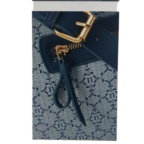 NWT NANETTE LEPORE Maxene Logo Short Shoulder Bucket Bag - Navy Blue - Picture 5 of 14